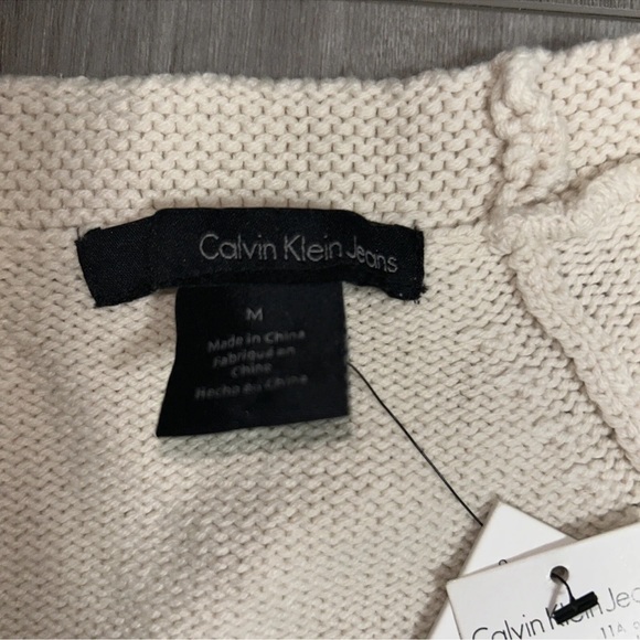 Calvin Klein CK Jeans Knit Embellished Sweater 3/4 Sleeve Ivory Size Medium NWT - Picture 8 of 8